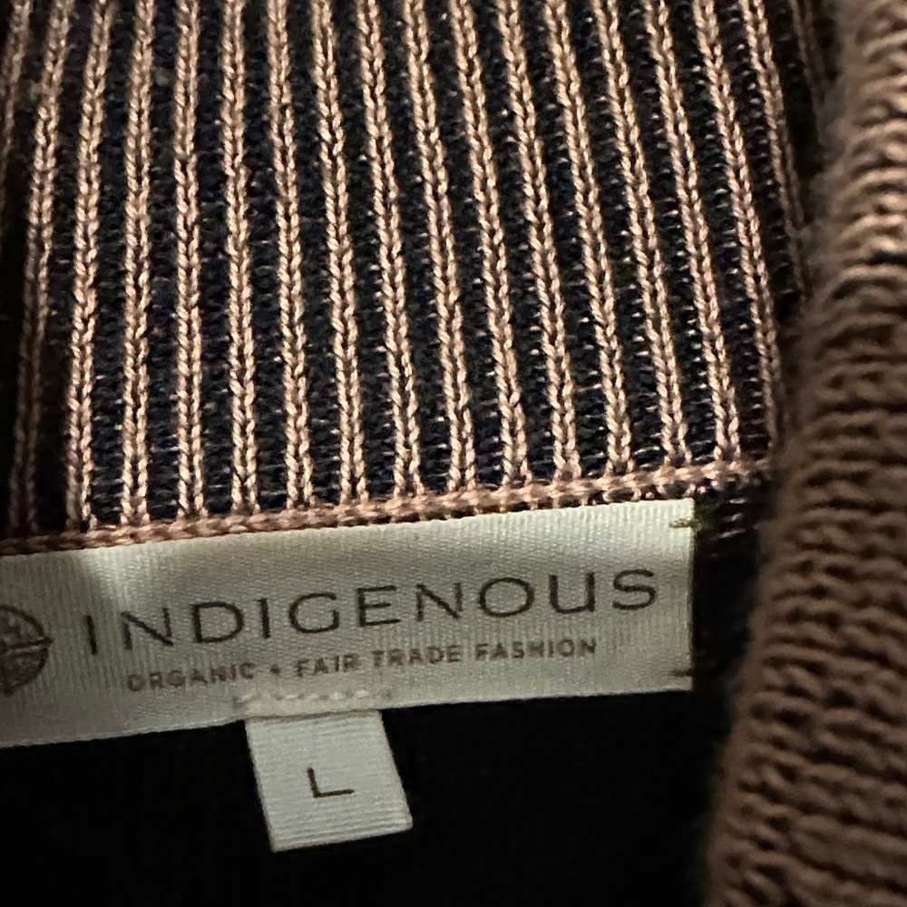 Indigenous Brown Ribbed Knit Cardigan organic cotton L - Picture 3 of 7